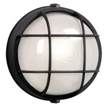  L305011BK010A1 - LED Outdoor Cast Aluminum Marine Light with Guard - in Black finish with Frosted Glass (Wall or Ceil