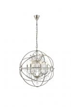  1130D25PN/RC - Geneva 6 Light Polished Nickel Chandelier Clear Royal Cut Crystal