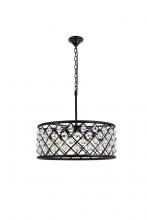  1213D25MB/RC - Madison 6 Light Matte Black Chandelier Clear Royal Cut Crystal