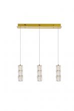  3500D3G - Polaris LED Light Gold Pendant Clear Royal Cut Crystal