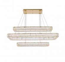  3504G50L3G - Monroe 50 Inch LED Triple Rectangle Pendant in Gold