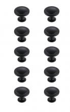  KB2005-MB-10PK - Logyn 1.3" Diameter Matte Black Mushroom Knob Multipack (Set of 10)