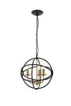  LD4006D14BRD - Octavia 3 Light Brass and Dark Brown Pendant