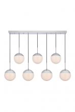  LD6088C - Eclipse 7 Lights Chrome Pendant with Frosted White Glass