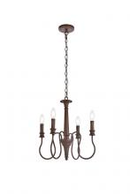  LD7043D17WOK - Flynx 4 Lights Pendant in Weathered Oak