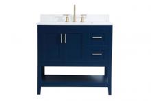  VF16036BL-BS - 36 Inch Single Bathroom Vanity in Blue with Backsplash