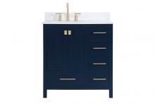  VF18832BL-BS - 32 Inch Single Bathroom Vanity in Blue with Backsplash