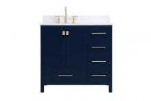  VF18836BL-BS - 36 Inch Single Bathroom Vanity in Blue with Backsplash