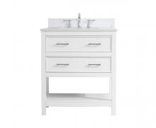  VF19030WH-BS - 30 Inch Single Bathroom Vanity in White with Backsplash