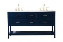  VF19060DBL - 60 Inch Double Bathroom Vanity in Blue