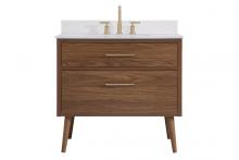  VF41036WB-BS - 36 Inch Bathroom Vanity in Walnut Brown with Backsplash