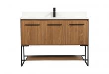  VF42548WB-BS - 48 Inch Single Bathroom Vanity in Walnut Brown with Backsplash