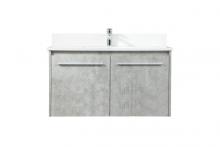  VF44536MCG-BS - 36 Inch Single Bathroom Vanity in Concrete Grey with Backsplash