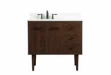  VF48036MWT-BS - 36 Inch Single Bathroom Vanity in Walnut with Backsplash