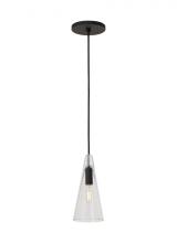  SLPD280CB - Sean Lavin Lustra 1-light dimmable small accent pendant with nightshade black finish and glass shade