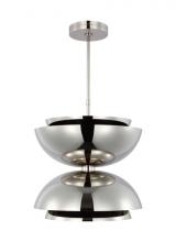 Visual Comfort & Co. Modern Collection SLPD13227N - The Shanti Large Double 2-Light Damp Rated Integrated Dimmable LED Ceiling Pendant in Polished Nicke
