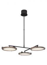 Visual Comfort & Co. Modern Collection CDCH17227WOB - The Shuffle Medium 3-Light Damp Rated Integrated Dimmable LED Ceiling Chandelier in Nightshade Black