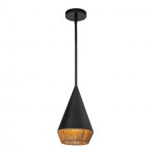  PD633107MBBR - Daphne 7-in Matte Black/Brown Cotton Rope 1 Light Pendant