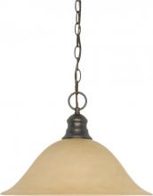 Nuvo 60/1276 - 1 Light - 16&#34; Pendant with Champagne Linen Washed Glass - Mahogany Bronze Finish