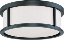 Nuvo 60/2982 - Odeon - 3 Light 15&#34; Flush Dome with Satin White Glass - Aged Bronze Finish