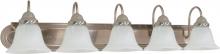 Nuvo 60/323 - Ballerina - 5 Light 36&#34; Vanity with Alabaster Glass - Brushed Nickel Finish