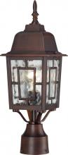 Nuvo 60/4928 - Banyan - 1 Light 17&#34; Post Lantern with Clear Water Glass - Rustic Bronze Finish