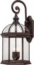 Nuvo 60/4968 - Boxwood - 3 Light 26&#34; Wall Lantern with Clear Beveled Glass - Rustic Bronze Finish