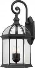 Nuvo 60/4969 - Boxwood - 3 Light 26&#34; Wall Lantern with Clear Beveled Glass - Textured Black Finish