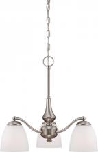 Nuvo 60/5042 - Patton - 3 Light Chandelier (Arms Down) with Frosted Glass - Brushed Nickel Finish