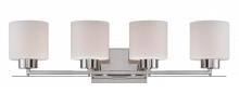 Nuvo 60/5204 - Parallel - 4 Light Vanity with Etched Opal Glass - Polished Nickel Finish