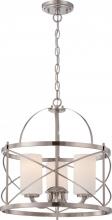 Nuvo 60/5333 - Ginger - 3 Light Pendant with Satin White Glass - Brushed Nickel Finish