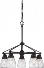 Nuvo 60/5545 - Laurel - 5 Light Chandelier with Clear Seeded Glass - Sudbury Bronze Finish