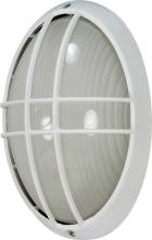 Nuvo 60/572 - 1-Light Large Oval Caged Die-Cast Bulkhead Light in Semi Gloss White Finish with Glass Lens and (1)