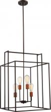 Nuvo 60/5853 - Lake - 4 Light 19&#39;&#39; Square Pendant - Forest Bronze Finish with Copper Accents