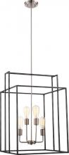 Nuvo 60/5858 - Lake - 4 Light 19&#34; Square Pendant - Iron Black Finish with Brushed Nickel Accents