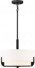 Nuvo 60/6543 - Frankie - 3 Light 14&#34; Pendant with Cream Fabric Shade & Frosted Diffuser - Aged Bronze Finish
