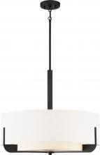 Nuvo 60/6544 - Frankie - 4 Light 24&#34; Pendant with Cream Fabric Shade & Frosted Diffuser - Aged Bronze Finish