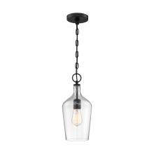 Nuvo 60/6749 - Hartley - 1 Light Pendant - with Clear Glass - Matte Black Finish