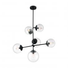 Nuvo 60/7135 - Sky - 6 Light Pendant with Clear Glass - Matte Black Finish
