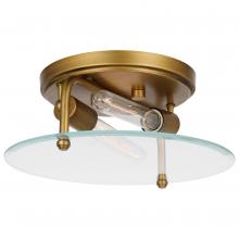  60/7710 - Teton; 2 Light Medium Flush Mount; Medium Base; 60 Watt; Natural Brass Finish; Clear Beveled Glass