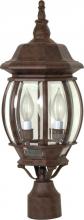 Nuvo 60/898 - Central Park - 3 Light 21&#34; Post Lantern with Clear Beveled Glass - Old Bronze Finish