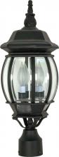 Nuvo 60/899 - Central Park - 3 Light 21&#34; Post Lantern with Clear Beveled Glass - Textured Black Finish