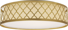 Nuvo 62/987 - 15&#34; Filigree LED Decor Flush Mount Fixture - Natural Brass Finish - White Fabric Shade