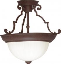  SF76/436 - 2 Light - 13" - Semi-Flush Dome - Frosted Melon Glass