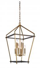  LA24C18CO - Antique Brass & Black Chandelier