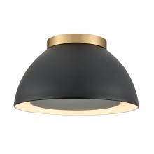  52323/2 - Pelham 10'' Wide 2-Light Flush Mount - Satin Brass with Matte Black