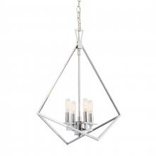  5388-PN-NG - Trapezoid Cage 18'' Wide 4-Light Chandelier - Polished Nickel